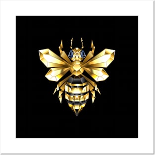 Golden polygonal bee Posters and Art